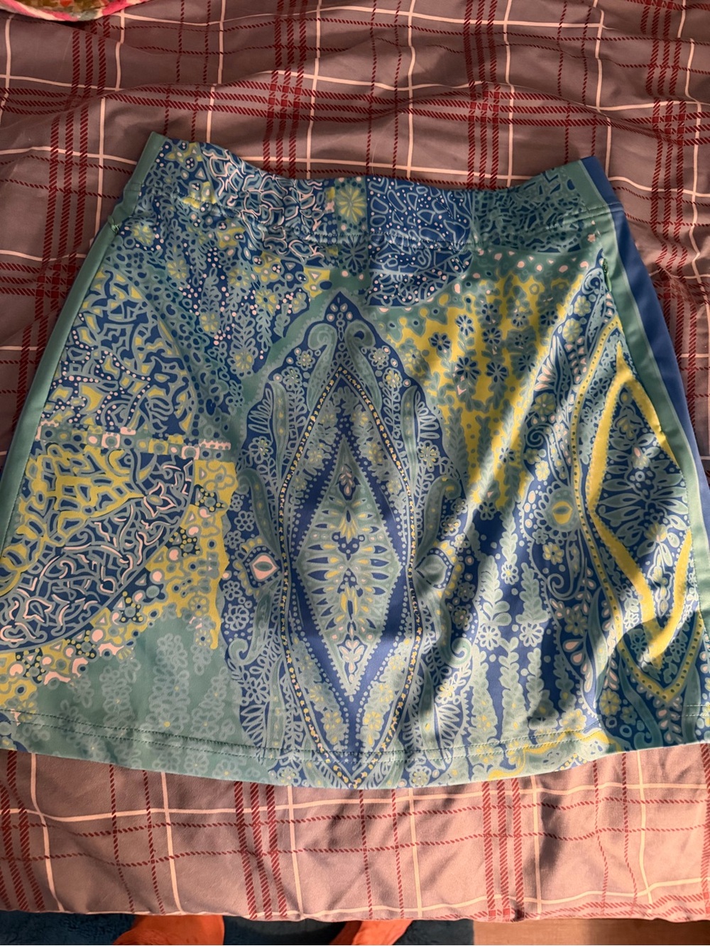 Gretchen Scott Women’s Blue & Green Paisley A-Line Skort small